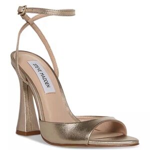 Steve Madden Metallic Gold Ankle-Strap High Heel Sandal